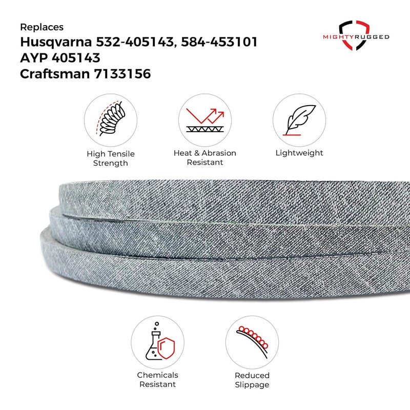MightyRugged 584453101 532405143 405143 Craftsman Mower Belt Replacement, 105 3/4" - Heavy-Duty, Durable, Aramid Cord 532 40 51-43 Replacement for Husqvarna 46 Inch Deck Belt YTH22V46 YTH21K46 Riding Lawn Mower - Image 4